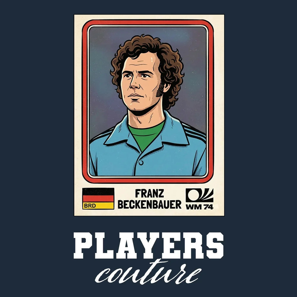 Franz Beckenbauer World Cup Sticker Kids T-Shirt – franz beckenbauer navy Players Couture design
