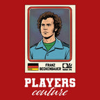 Franz Beckenbauer World Cup Sticker Men's T-Shirt – red close-up detail shot of the Franz Beckenbauer World Cup Players