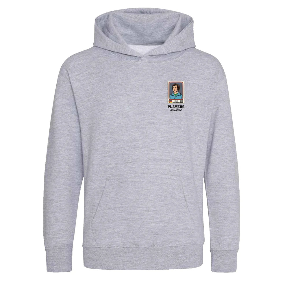 Franz Beckenbauer World Cup Sticker Kids Hoodie – franz beckenbauer sticker kids grey hoodie Players Couture design