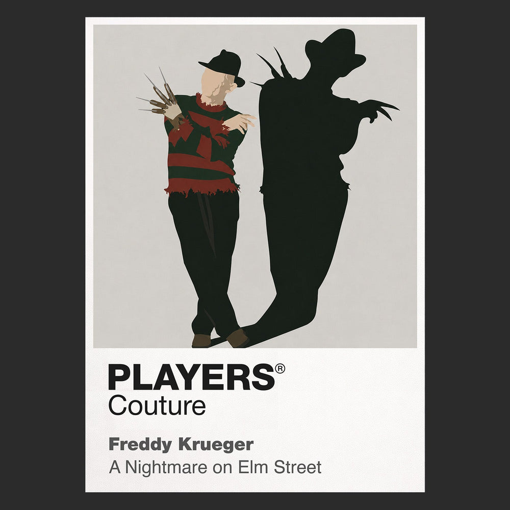 Freddy Krueger Freddy's fedora, striped jumper and bladed glove cutting across the boundary between dream and waking life Icon Frame artwork in black