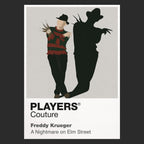 Freddy Krueger Freddy's fedora, striped jumper and bladed glove cutting across the boundary between dream and waking life Icon Frame artwork in black