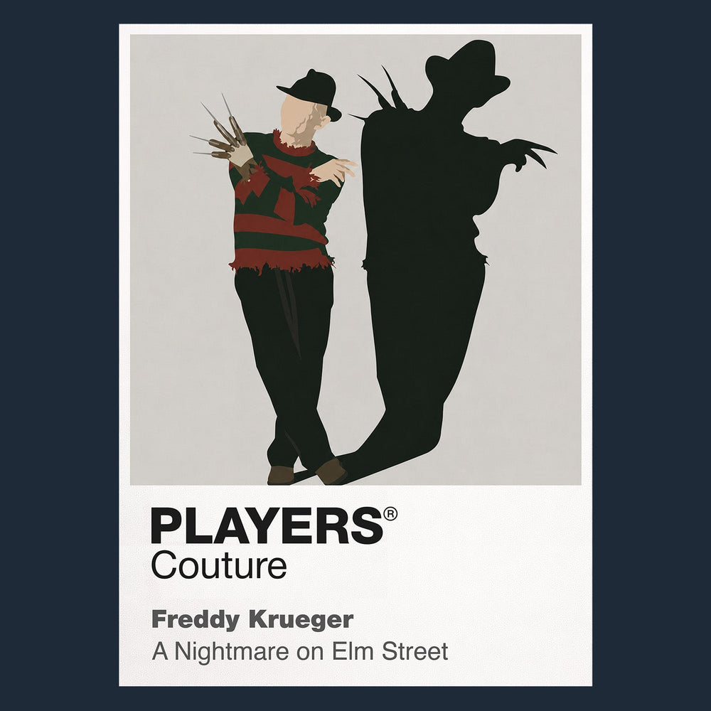 Freddy Krueger Freddy's fedora, striped jumper and bladed glove cutting across the boundary between dream and waking life Icon Frame artwork in navy
