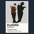 Freddy Krueger Freddy's fedora, striped jumper and bladed glove cutting across the boundary between dream and waking life Icon Frame artwork in navy
