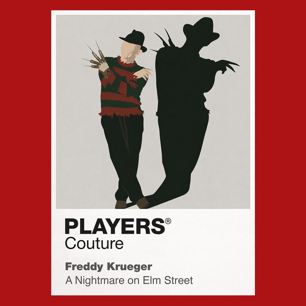 Freddy Krueger Freddy's fedora, striped jumper and bladed glove cutting across the boundary between dream and waking life Icon Frame artwork in red