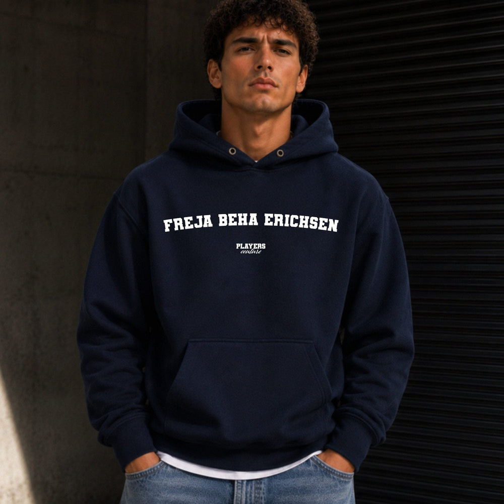 freja-beha-erichsen name-print hoodie - navy