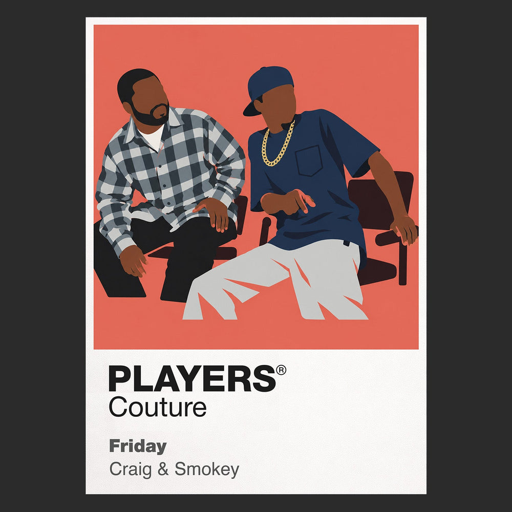Friday Craig and Smokey sitting on the South Central porch watching an eventful Friday unfold Icon Frame artwork in black