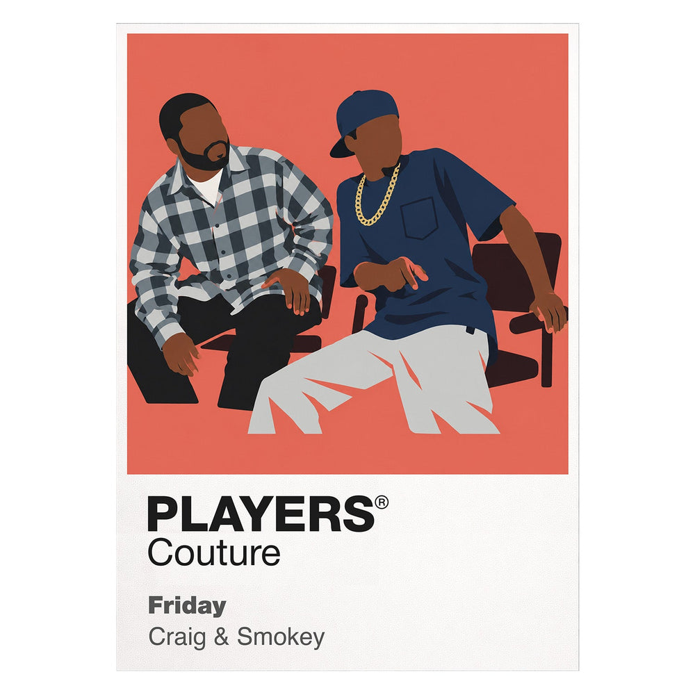 Friday Craig and Smokey sitting on the South Central porch watching an eventful Friday unfold Icon Frame artwork on white