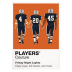 Friday Night Lights Coach Taylor and the Dillon Panthers beneath Texas stadium lights Icon Frame artwork on white