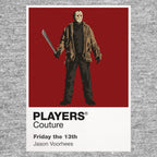 Friday the 13th Jason Voorhees' hockey mask and machete against the dark woodland of Camp Crystal Lake Icon Frame artwork in grey