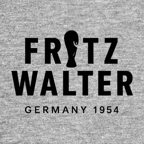 Fritz Walter Logo Men's Hoodie – grey close-up detail shot of the Fritz Walter Players Couture logo design