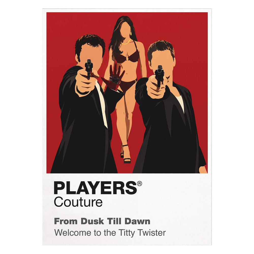 From Dusk Till Dawn Seth and Richie Gecko entering the neon-lit Titty Twister before the crime film becomes vampire horror Icon Frame artwork on white
