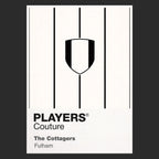 Fulham Classic Football Shirt Colours Frame Men's T-Shirt – black close-up detail shot of the Fulham Players Couture logo