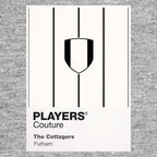 Fulham Classic Football Shirt Colours Frame Men's T-Shirt – grey close-up detail shot of the Fulham Players Couture logo