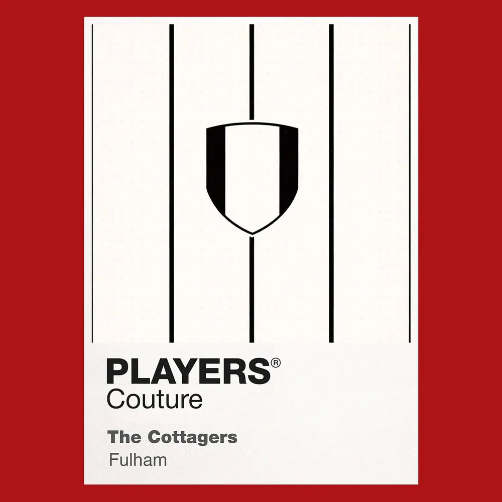 Fulham Classic Football Shirt Colours Frame Men's T-Shirt – red close-up detail shot of the Fulham Players Couture logo
