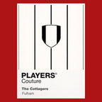 Fulham Classic Football Shirt Colours Frame Men's T-Shirt – red close-up detail shot of the Fulham Players Couture logo