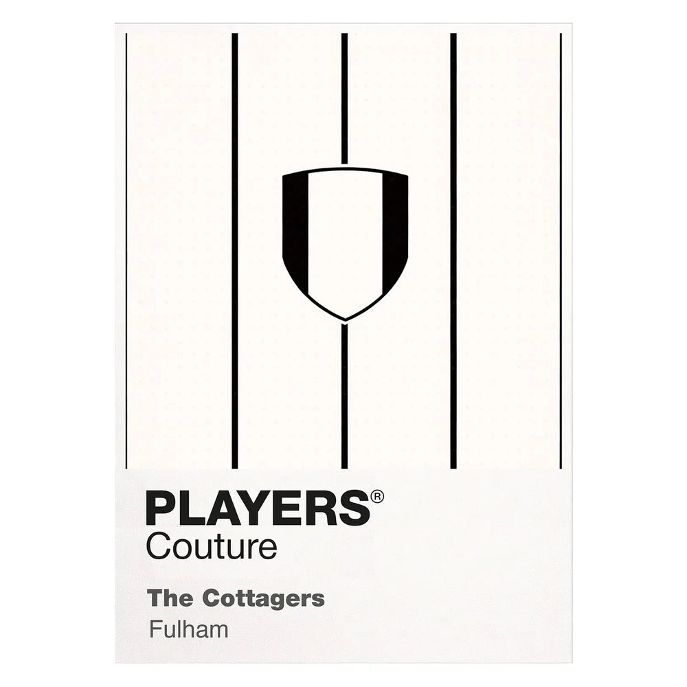 Fulham Classic Football Shirt Colours Frame Men's T-Shirt – white close-up detail shot of the Fulham Players Couture logo