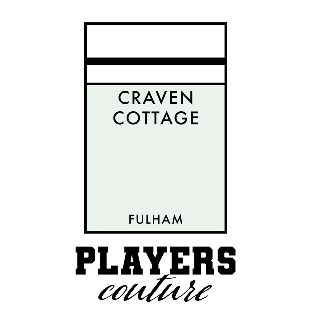Fulham t-shirt – white men's t-shirt with black Fulham letters and Players Couture logo on the chest