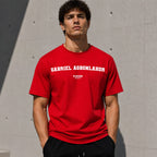 Gabriel Agbonlahor Men's T-Shirt — lifestyle photo, Red t-shirt
