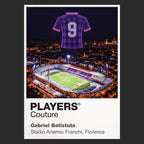 Gabriel Batistuta Fiorentina number 9 Icons in Lights Frame artwork in black