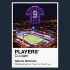 Gabriel Batistuta Fiorentina number 9 Icons in Lights Frame artwork in navy