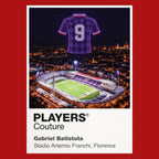 Gabriel Batistuta Fiorentina number 9 Icons in Lights Frame artwork in red