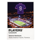 Gabriel Batistuta Fiorentina number 9 Icons in Lights Frame artwork in white
