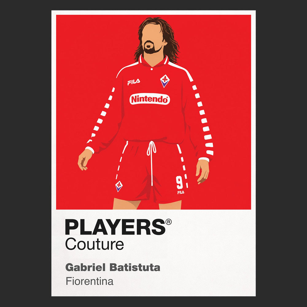 Gabriel Batistuta Fiorentina red Nintendo Icon Frame artwork in black