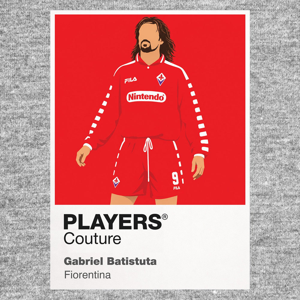 Gabriel Batistuta Fiorentina red Nintendo Icon Frame artwork in grey
