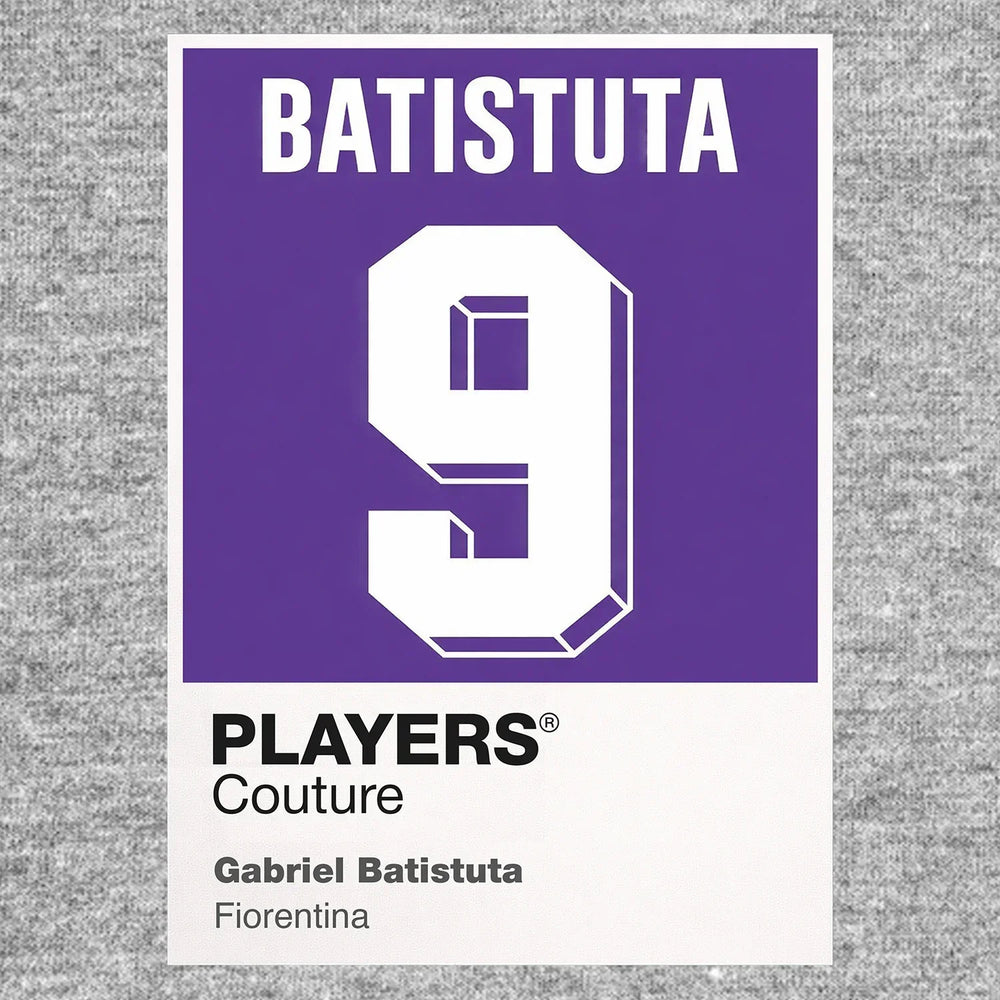 Gabriel Batistuta 9 Football Shirt Frame Men's Hoodie – grey close-up detail shot of the Gabriel Batistuta Players Couture