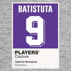 Gabriel Batistuta 9 Football Shirt Frame Men's Hoodie – grey close-up detail shot of the Gabriel Batistuta Players Couture