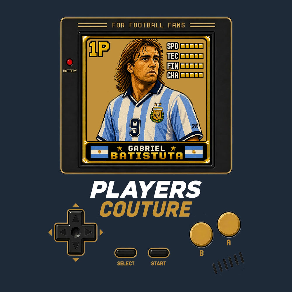 Gabriel Batistuta 1P 8-Bit t-shirt retro gaming design by Players Couture