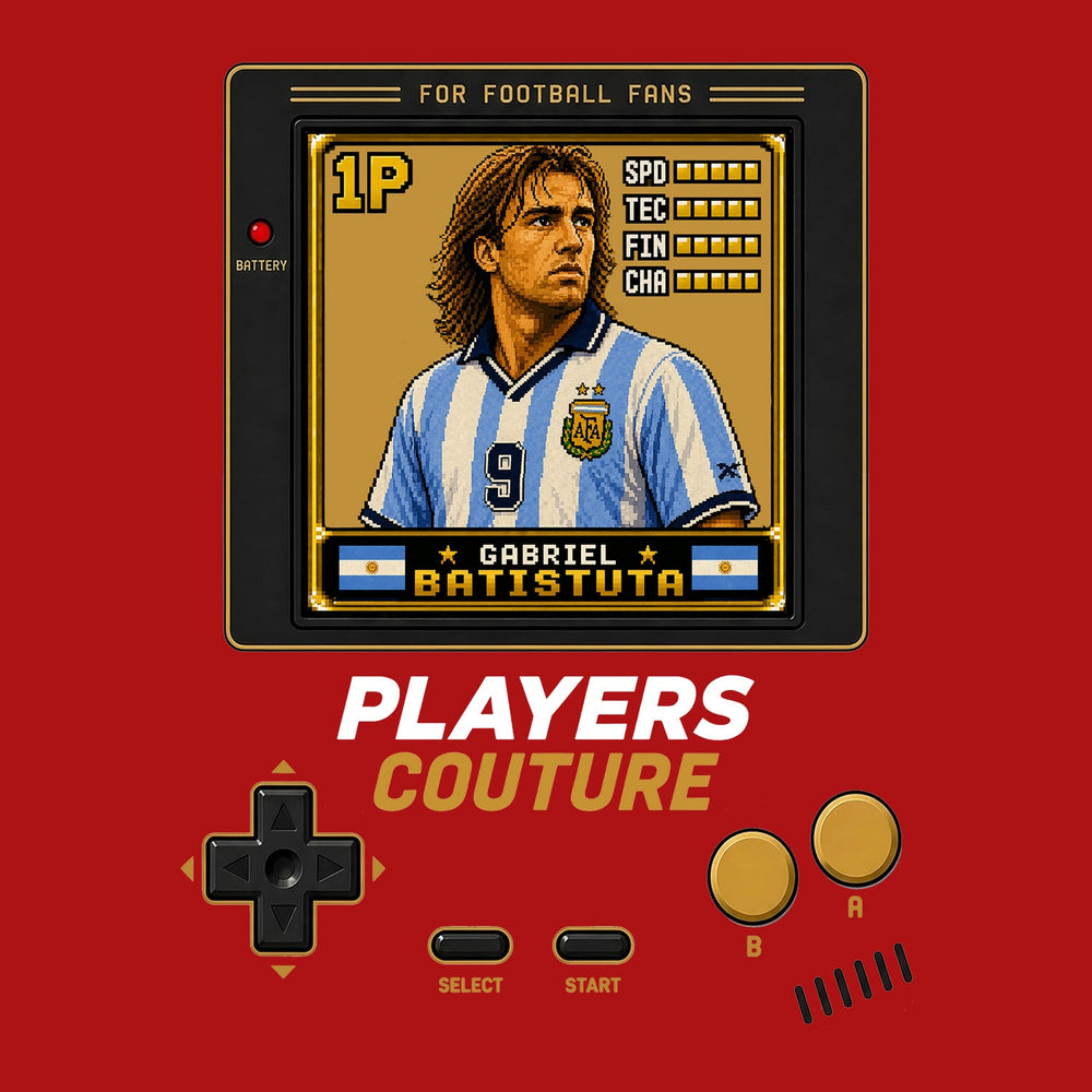 Gabriel Batistuta 1P 8-Bit t-shirt retro gaming design by Players Couture