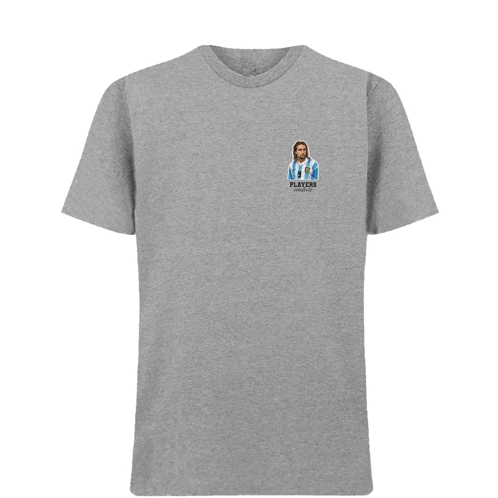 Gabriel Batistuta t-shirt – grey men's t-shirt featuring the Gabriel Batistuta Players Couture logo