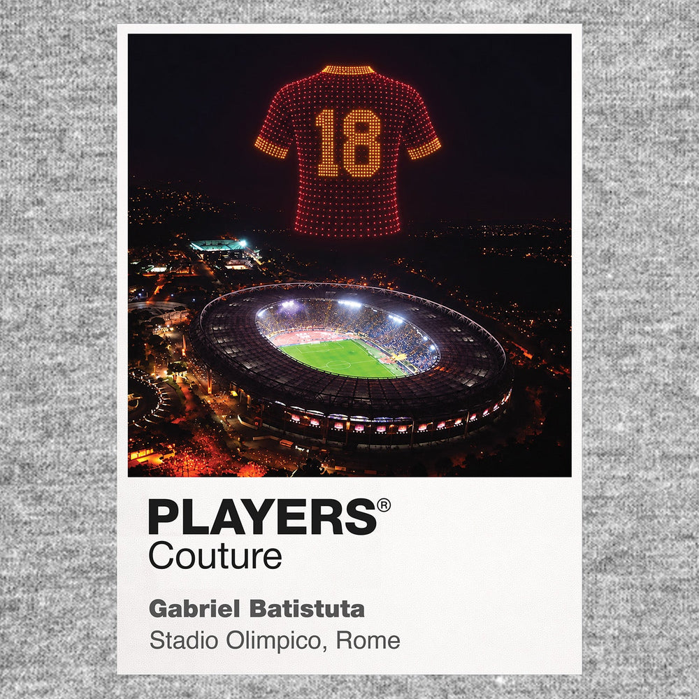 Gabriel Batistuta Roma number 18 Icons in Lights Frame artwork in grey