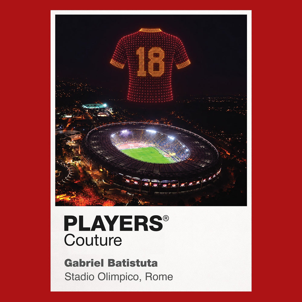 Gabriel Batistuta Roma number 18 Icons in Lights Frame artwork in red
