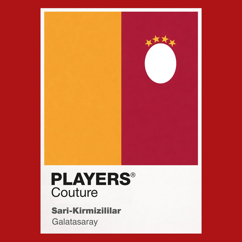 Galatasaray Classic Football Shirt Team Colours Frame Men's T-Shirt – red close-up detail shot of the Galatasaray Players