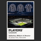 Gallacher Milburn and Shearer Newcastle United number 9 Icons in Lights Frame artwork in black