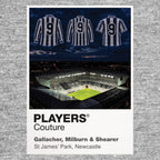 Gallacher Milburn and Shearer Newcastle United number 9 Icons in Lights Frame artwork in grey