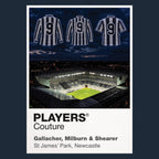 Gallacher Milburn and Shearer Newcastle United number 9 Icons in Lights Frame artwork in navy