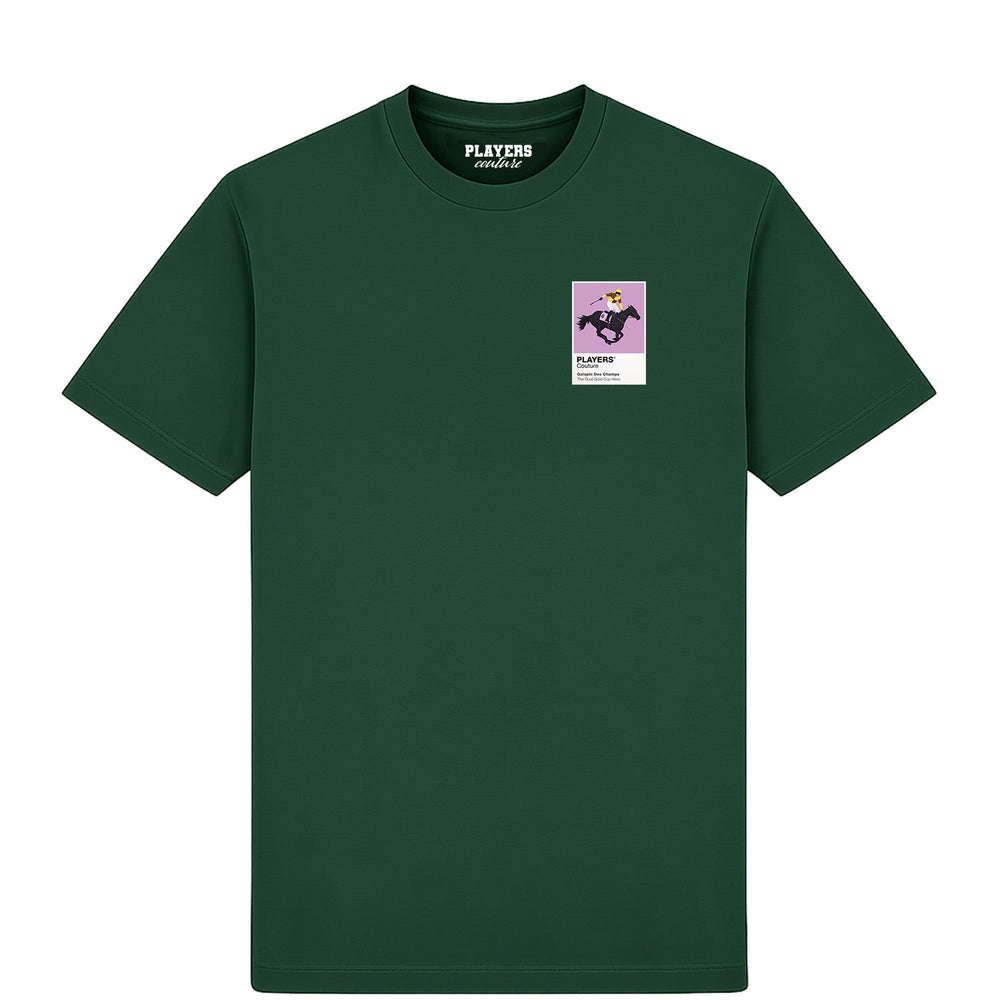 Galopin Des Champs horse racing T-shirt – mens forest green tshirt view