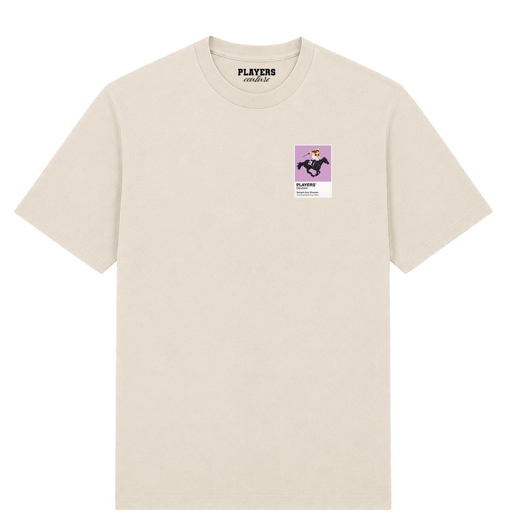 Galopin Des Champs horse racing T-shirt – mens stone tshirt view