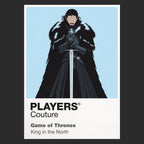 Jon Snow Jon Snow in black Night's Watch cloak carrying Longclaw beneath falling snow Icon Frame artwork in black