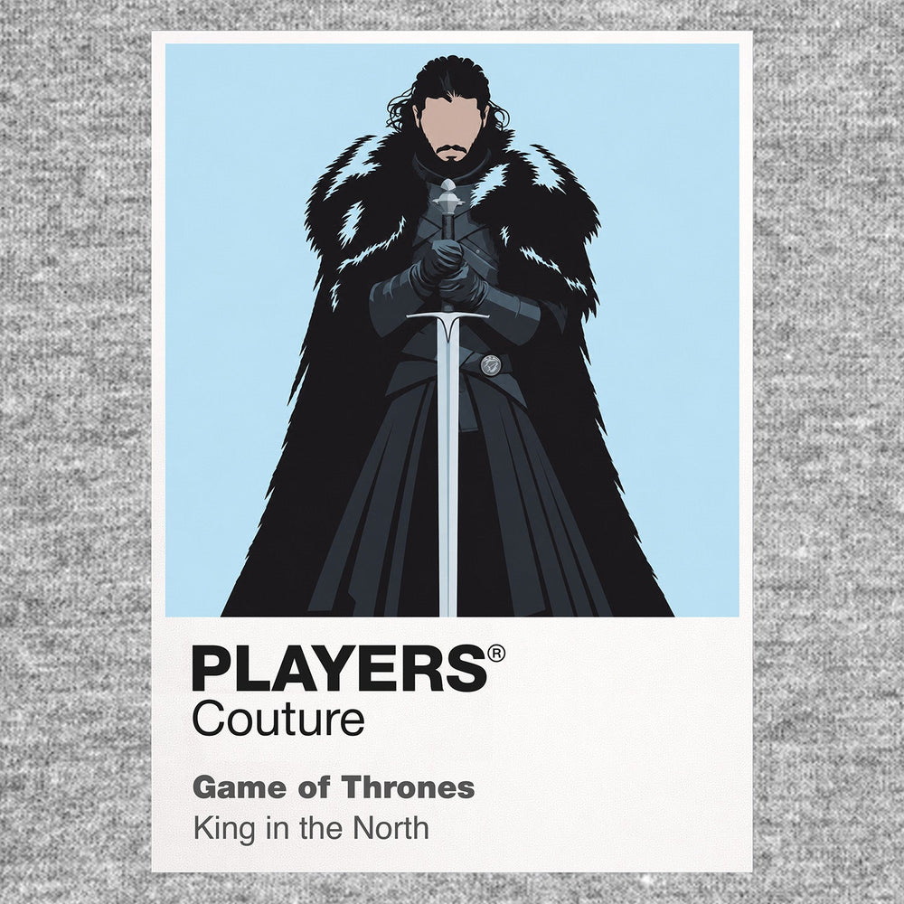 Jon Snow Jon Snow in black Night's Watch cloak carrying Longclaw beneath falling snow Icon Frame artwork in grey