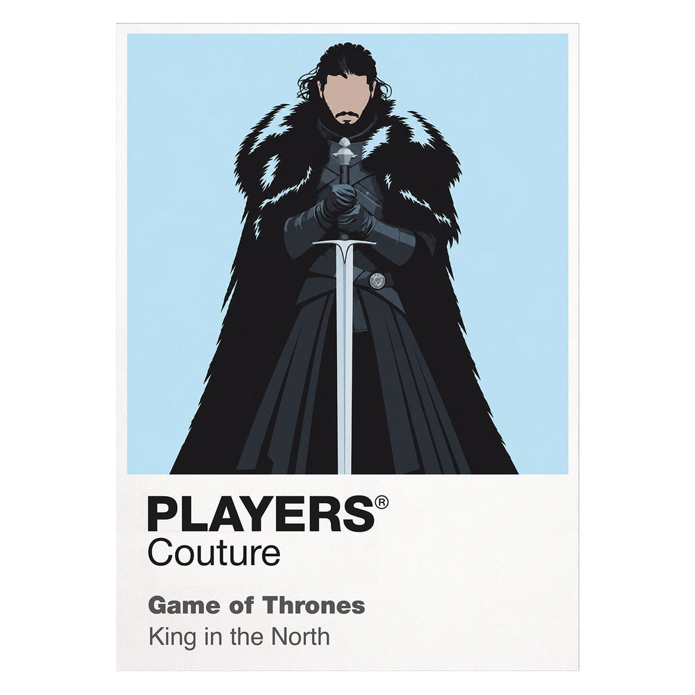 Jon Snow Jon Snow in black Night's Watch cloak carrying Longclaw beneath falling snow Icon Frame artwork on white