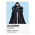 Jon Snow Jon Snow in black Night's Watch cloak carrying Longclaw beneath falling snow Icon Frame artwork on white