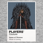 Ned Stark Ned Stark with Ice beneath the grey direwolf banner of Winterfell Icon Frame artwork in grey
