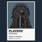 Ned Stark Ned Stark with Ice beneath the grey direwolf banner of Winterfell Icon Frame artwork in navy