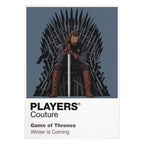 Ned Stark Ned Stark with Ice beneath the grey direwolf banner of Winterfell Icon Frame artwork on white