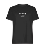 Gamer t-shirt – black men's t-shirt with white Gamer letters and Players Couture logo on the chest