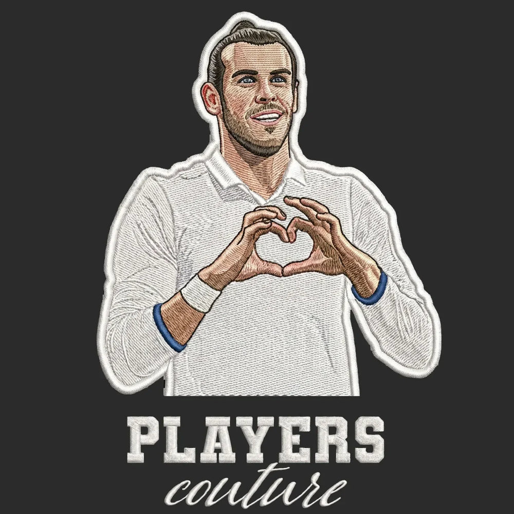 Gareth Bale Badge Men's T-Shirt – black close-up detail shot of the Gareth Bale Players Couture logo design